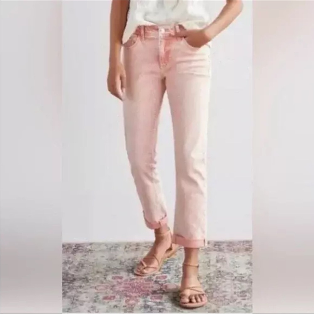 Pilcro Anthropologie Slim Boyfriend Pink Jeans size 25 Mid Rise straight leg
